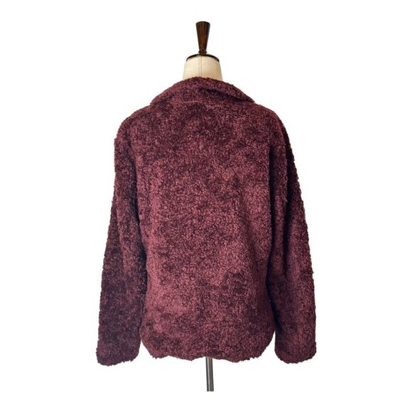 Pendleton Fuzzy Zip Jacket Womens‎ S Dark Red Full Zip Teddy Outerwear Coat - Picture 4 of 15